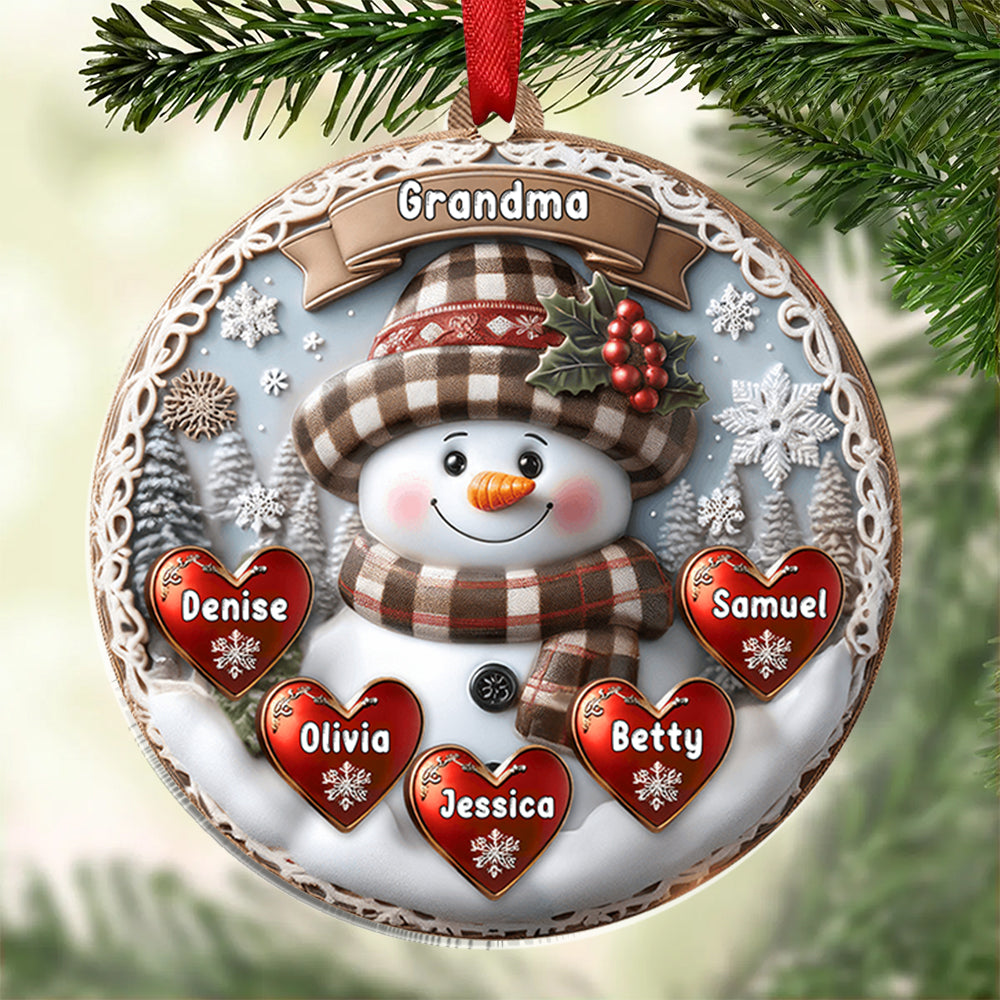 Ornements Noël Bonhomme de neige 2 Prénoms Personnalisés avec Texte Ornements Noël Bonhomme de neige 2 Prénoms Personnalisés avec Texte