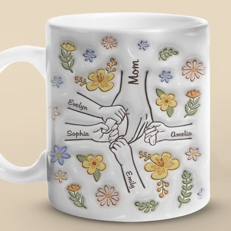 Her Garden Just Keeps Growing - Family Personalized Custom Printed Stoneware 12oz Mug - Mother's Day, Gift For Mom, Grandma
