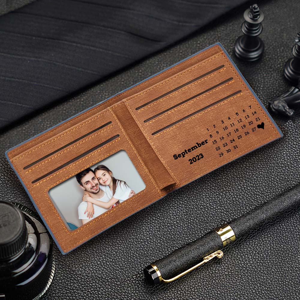 Coffret Cadeau 3PCS Portefeuille Porte-clé et Carte de Couple 1 Prénom Personnalisé avec Photo Coffret Cadeau pour Homme | – FR