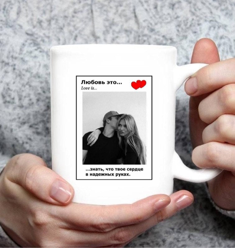 Tasse photo de couple personnalisée avec texte