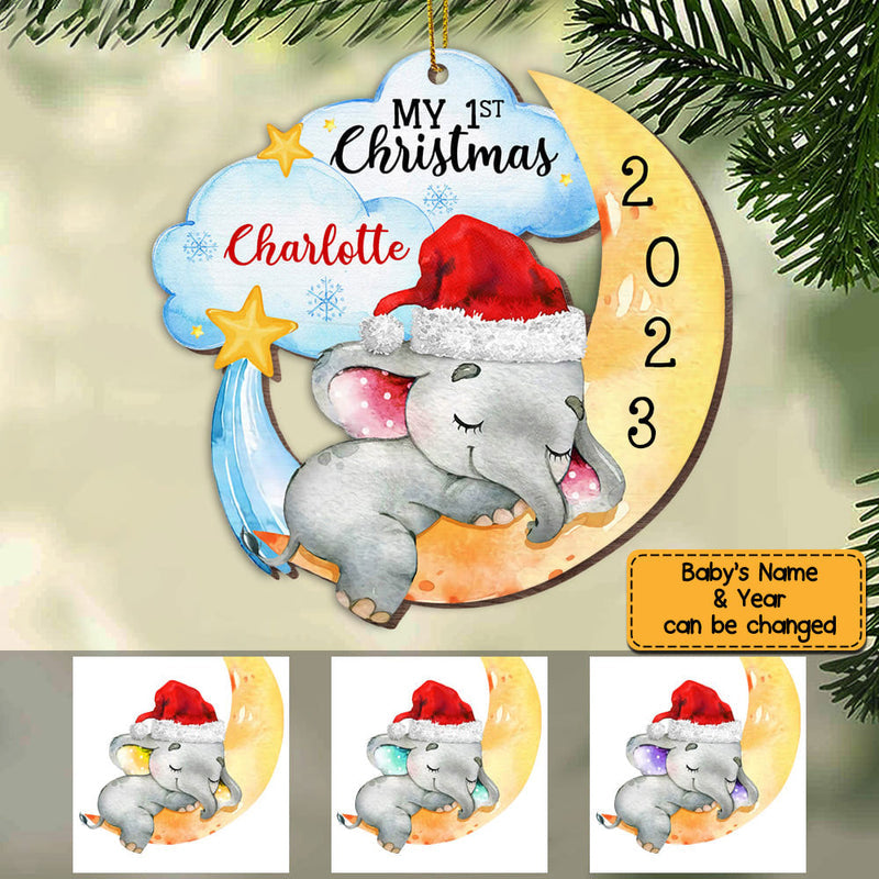 Ornements de Noël personnalisé avec 5 couleurs pour bébé éléphant