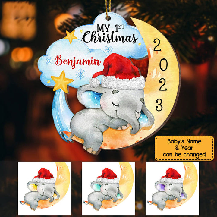 Ornements de Noël personnalisé avec 5 couleurs pour bébé éléphant