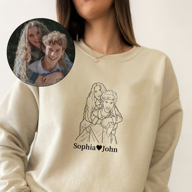 Sweat-shirt personnalisé imprimé avec portrait de couple de style anime