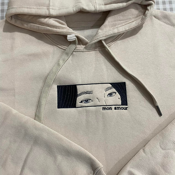Sweat-shirt brodé personnalisé avec photo de couple - Cadeau de Saint-Valentin