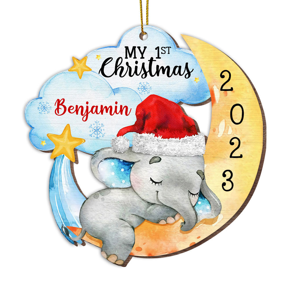 Ornements de Noël personnalisé avec 5 couleurs pour bébé éléphant