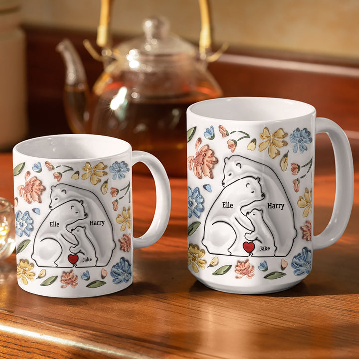 Famille d'ours personnalisée : Tasse Personnalisée 3D - Maman, Mamie - Cadeau Unique