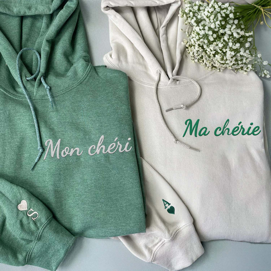 Sweats à capuche pour couples personnalisés avec dates