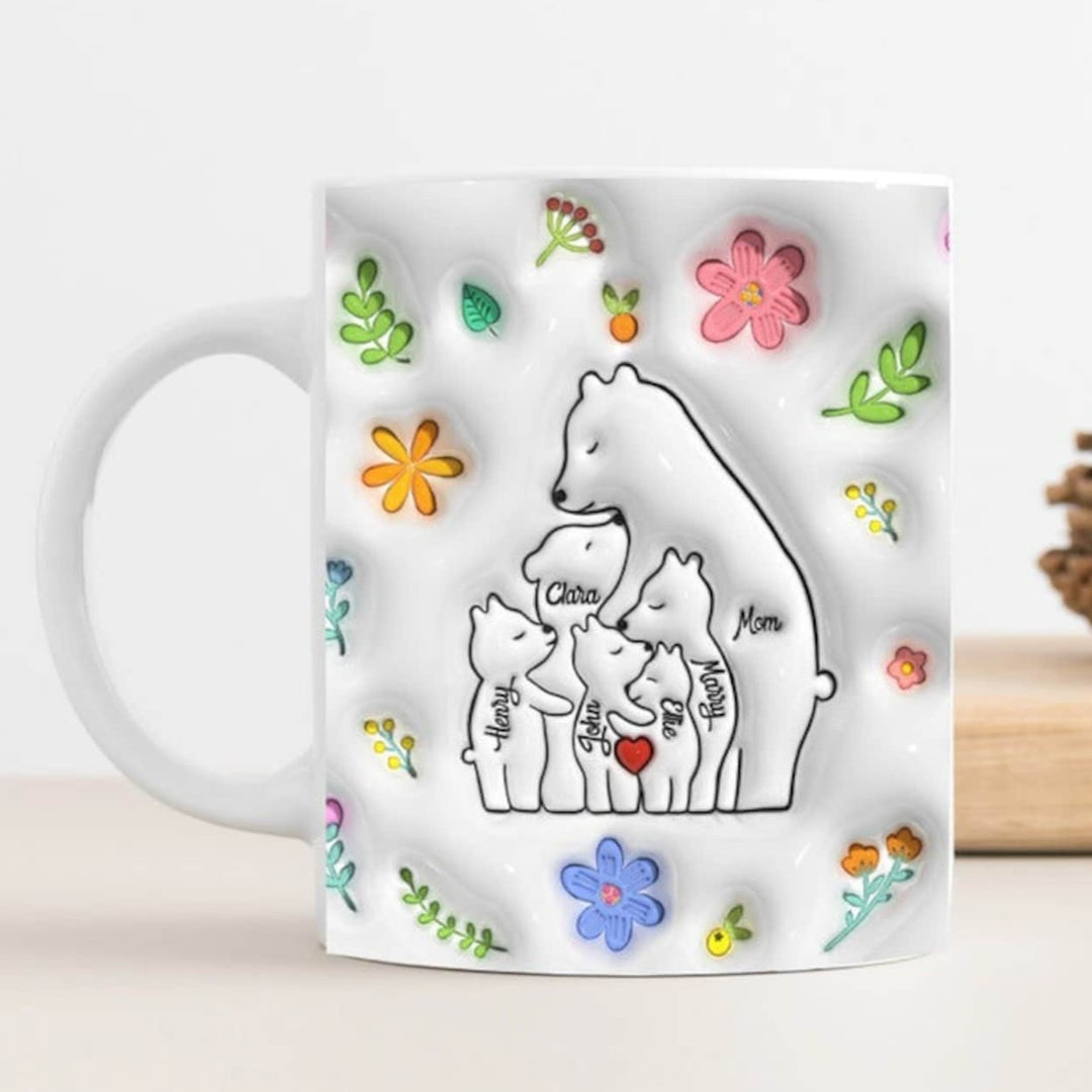 Famille d'Ours pour Maman et Mamie : Tasse Personnalisée 3D - Cadeau Unique