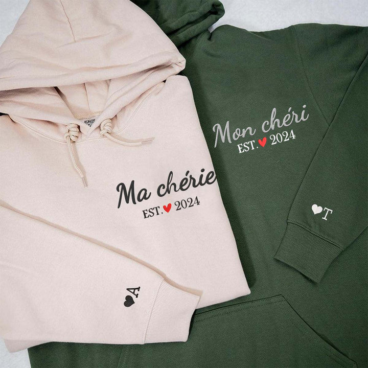 Sweats à capuche pour couples personnalisés avec dates