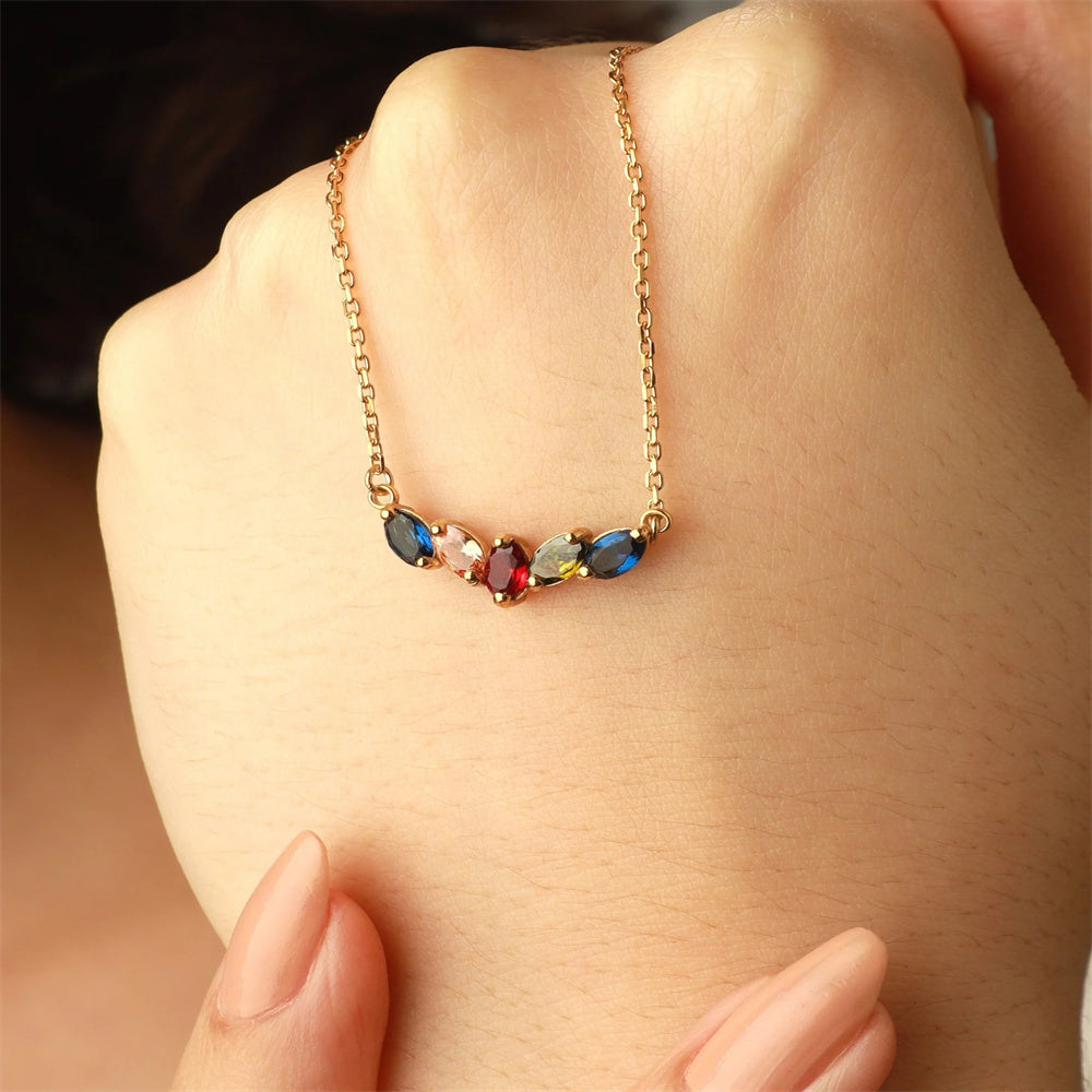 Collier de Famille avec Pierres de Naissance - Bijou Maman