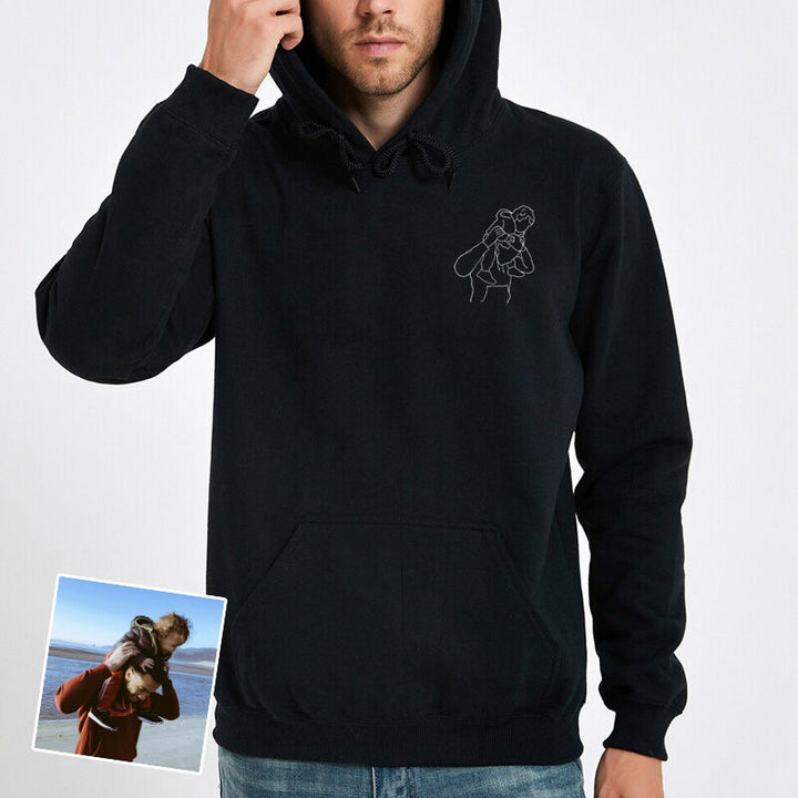 Hoodie Personnalisé avec Portrait en Contour pour Père