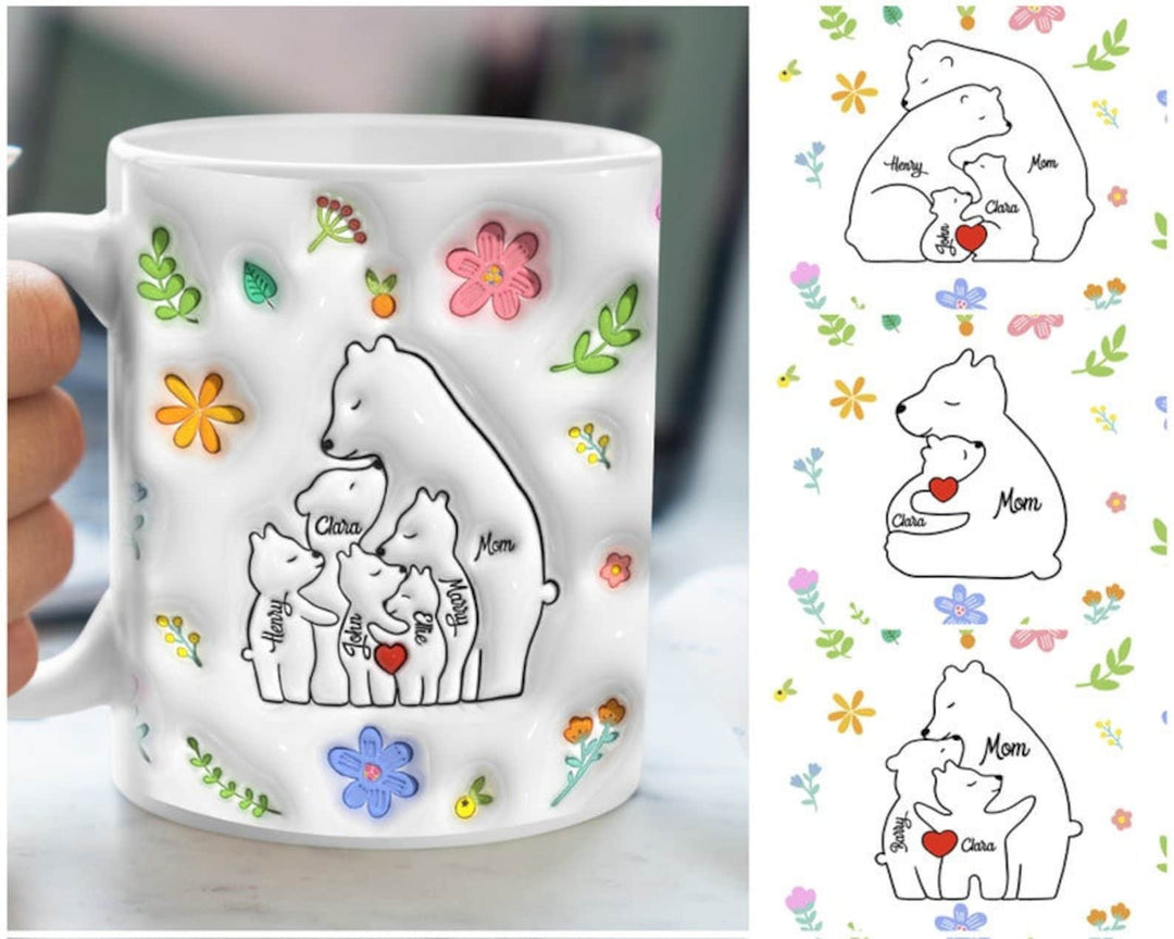 Famille d'Ours pour Maman et Mamie : Tasse Personnalisée 3D - Cadeau Unique