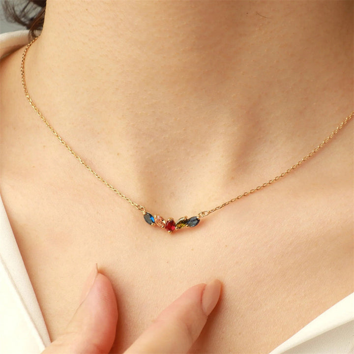 Collier de Famille avec Pierres de Naissance - Bijou Maman