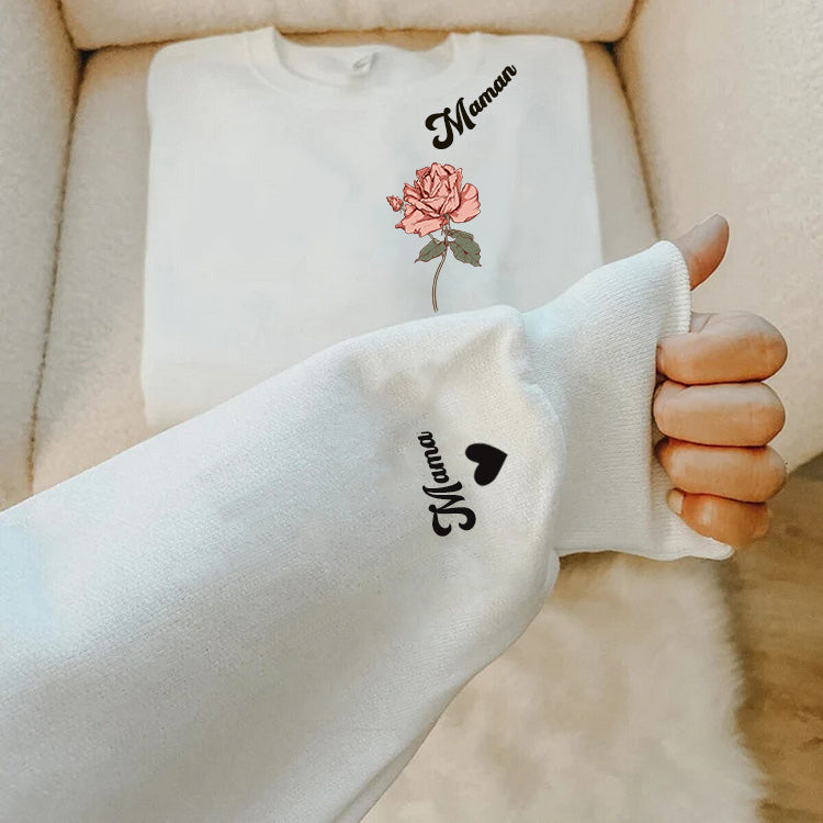 Sweat-shirt Personnalisé avec différentes fleurs cadeaux pour maman.