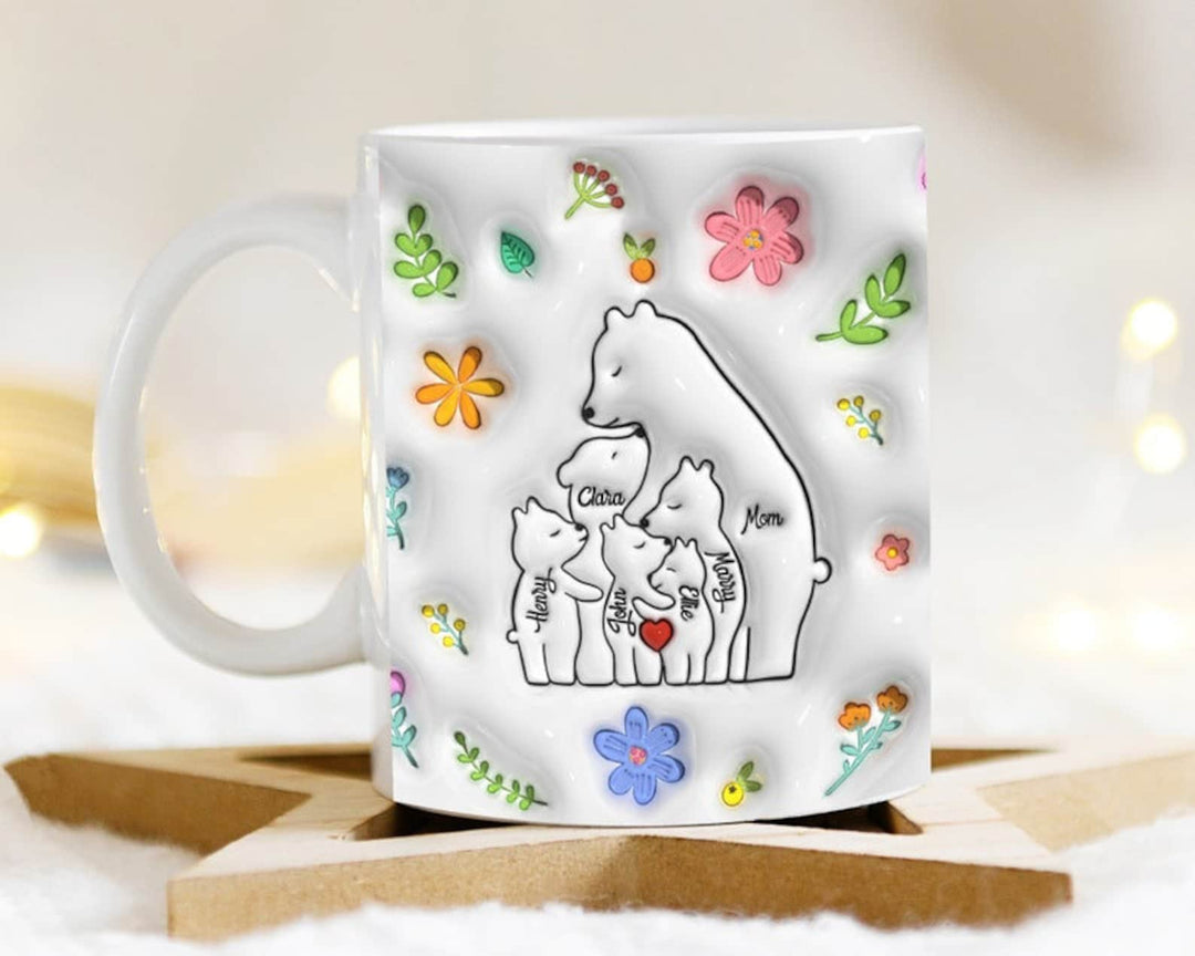 Famille d'Ours pour Maman et Mamie : Tasse Personnalisée 3D - Cadeau Unique