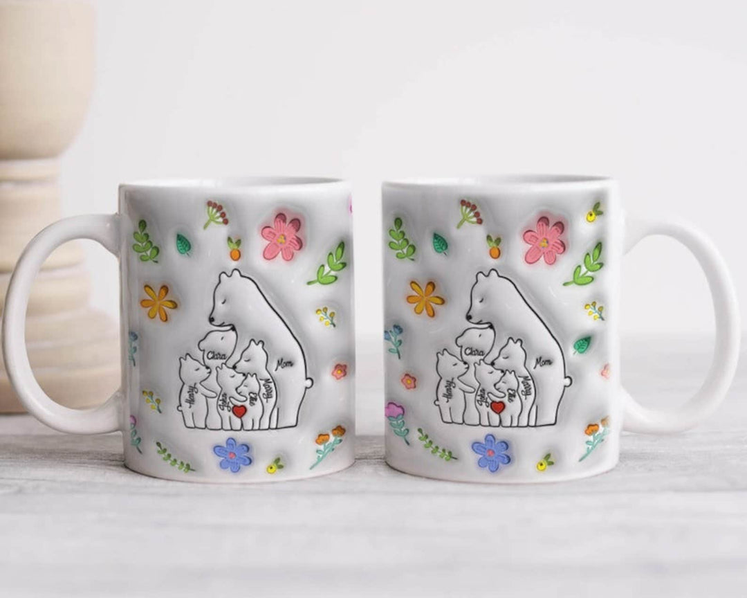 Famille d'Ours pour Maman et Mamie : Tasse Personnalisée 3D - Cadeau Unique