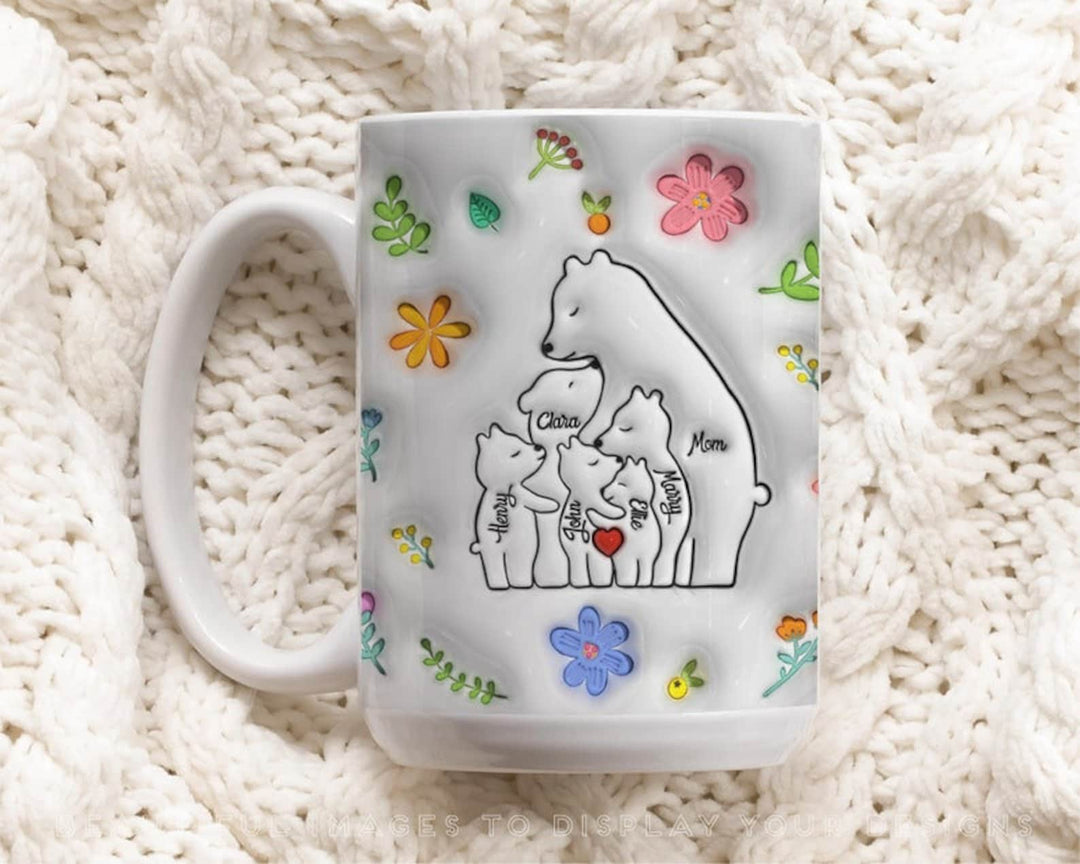 Famille d'Ours pour Maman et Mamie : Tasse Personnalisée 3D - Cadeau Unique