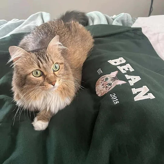 Sweat-shirt brodé avec visage de chien personnalisé avec nom basé sur votre photo