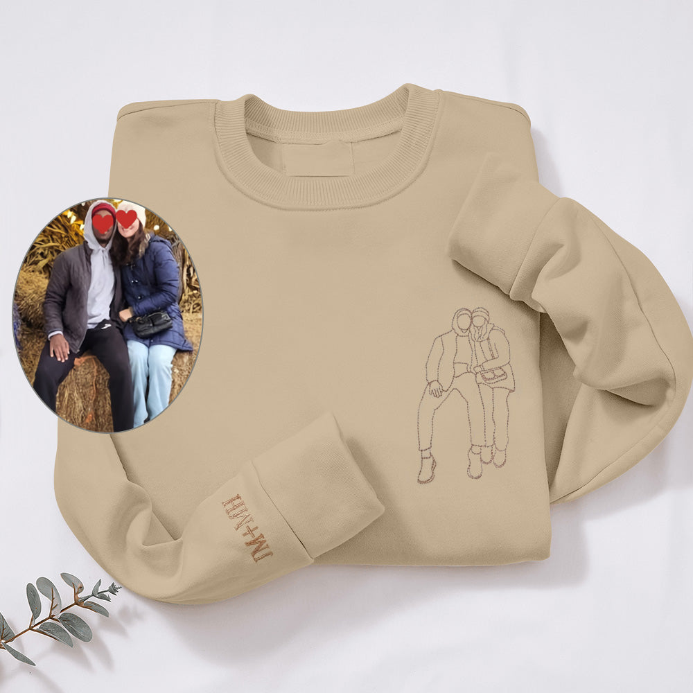 Sweat-shirt photo personnalisé-dessin au trait en Brodé