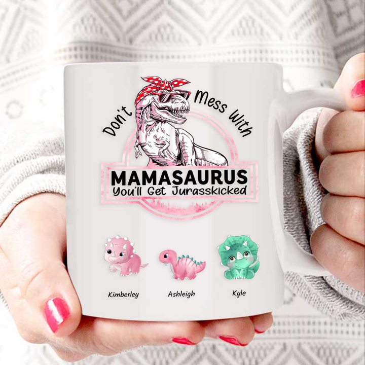 🦖Ne plaisantez pas avec Mamasaurus - Tasse personnalisée