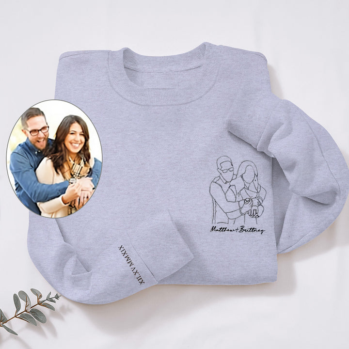 Sweat-shirt photo Portrait silhouette Personnalisé-Date en chiffres romains