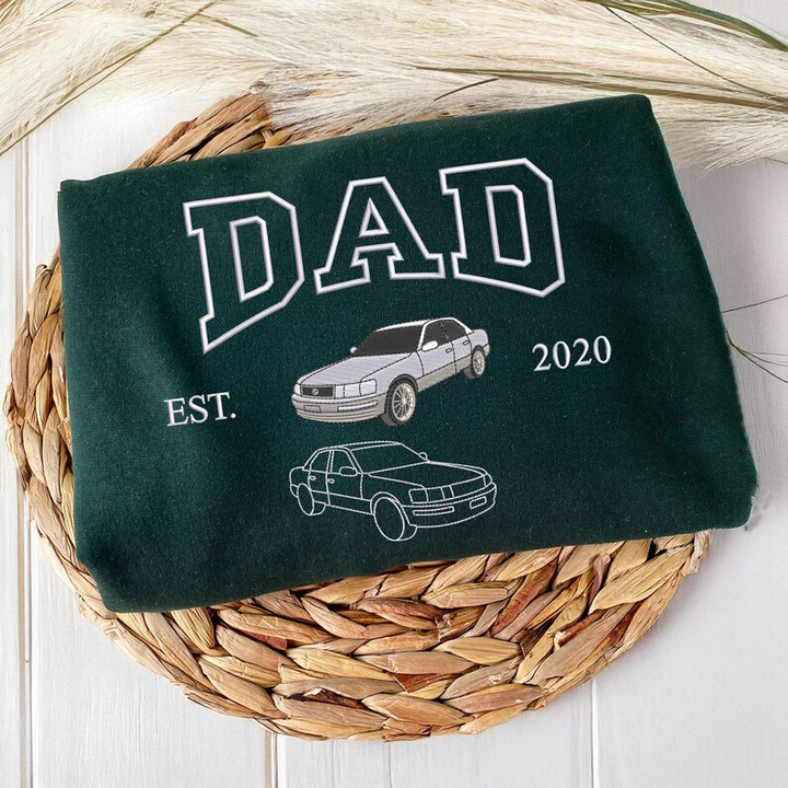 Sweat à capuche brodé personnalisé avec photo de voiture, cadeau personnalisé pour lui, cadeau pour la fête des pères