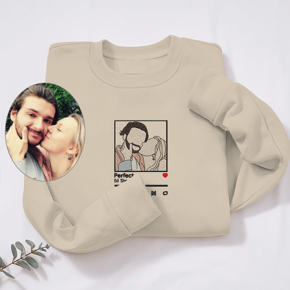 Sweat-shirt brodé hiver Couple Personnalisation photos