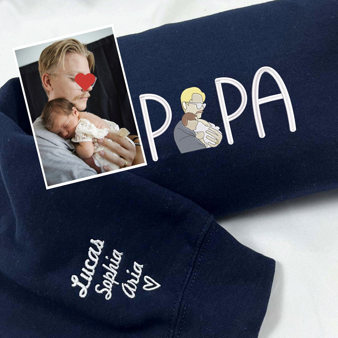 Cadeau Personnalisé: Photo en Broderie Chiffre Romain pour Papa