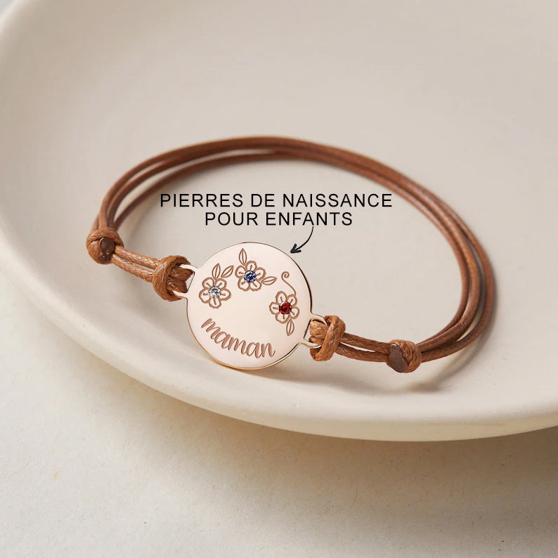 Bracelet de pierre de naissance pour mère avec pierres de naissance pour enfants