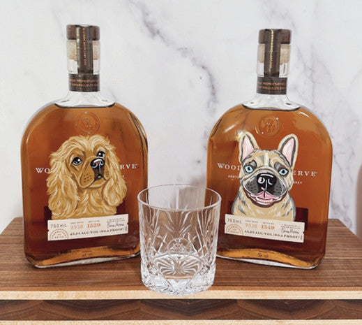 Bouteilles de whisky personnalisées avec portraits d'animaux