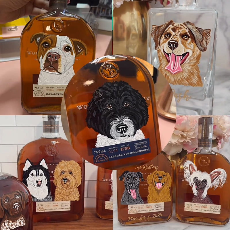 Bouteilles de whisky personnalisées avec portraits d'animaux