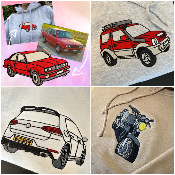 Sweat-shirt brodé de voiture personnalisé