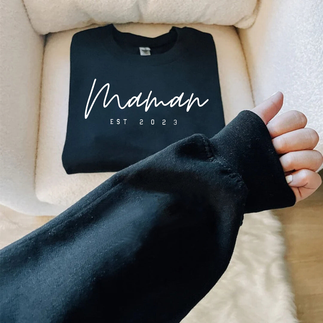 Sweat-shirt  avec date  personnalisés pour maman