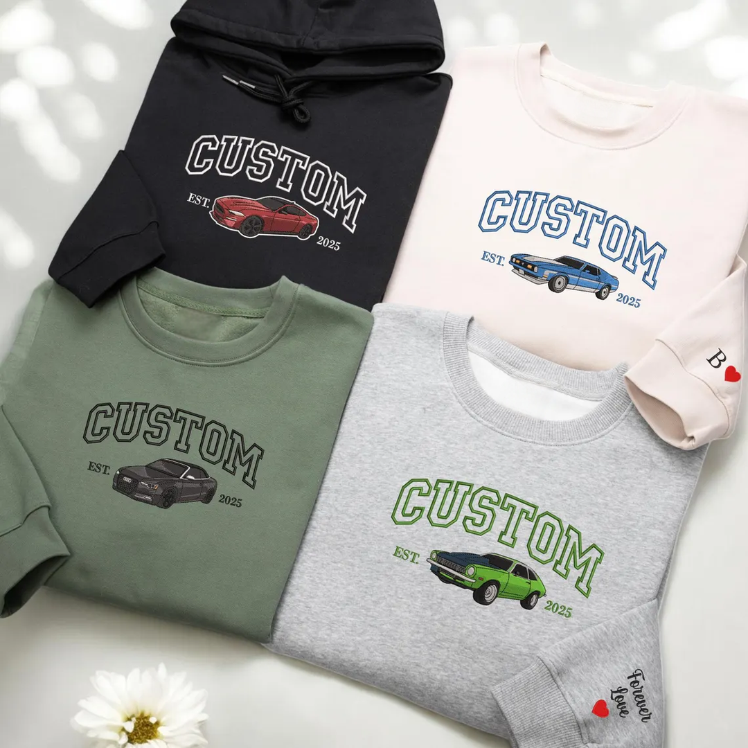 Sweat à capuche de voiture brodé personnalisé, sweat-shirt de voiture