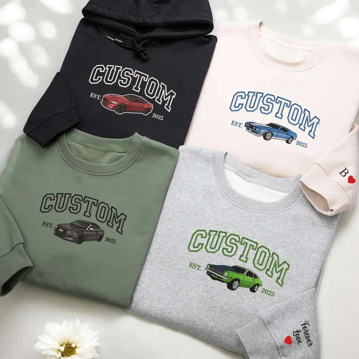 Sweat à capuche de voiture brodé personnalisé, sweat-shirt de voiture