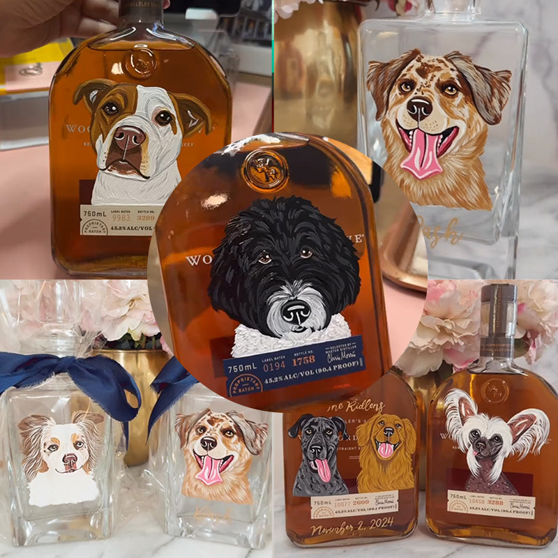 Bouteilles de whisky personnalisées avec portraits d'animaux