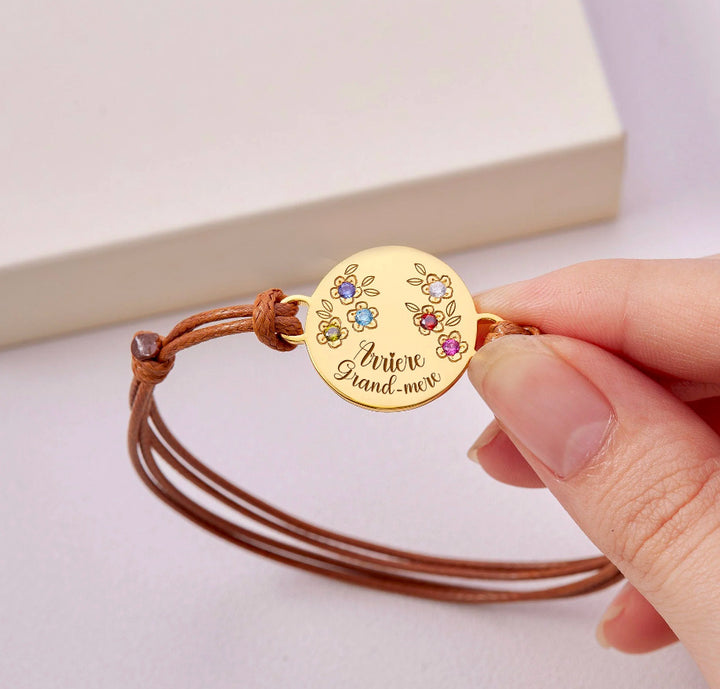 Bracelet de pierre de naissance pour mère avec pierres de naissance pour enfants