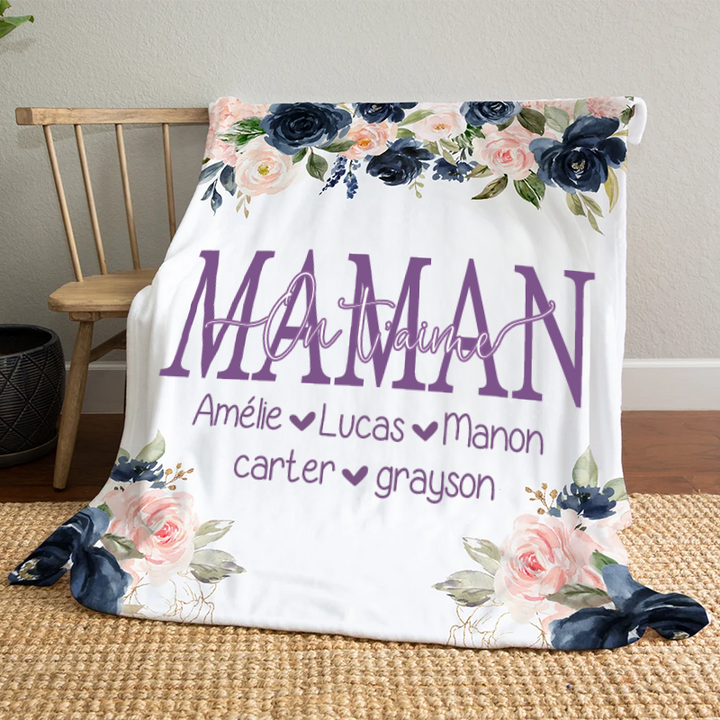 Maman, on t'aime - Couverture florale, cadeau personnalisé pour maman