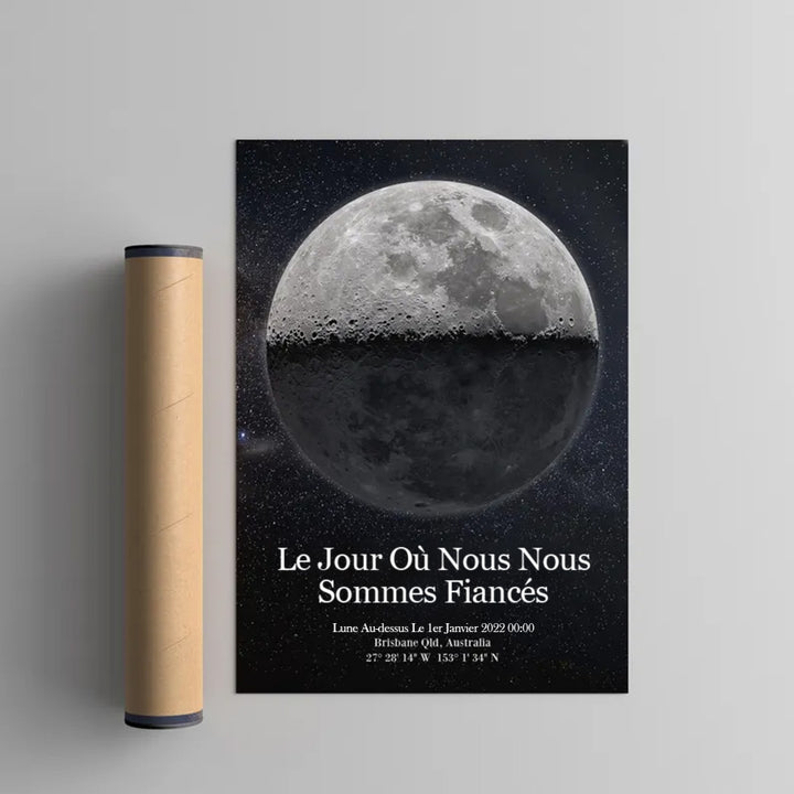 Cadre photo personnalisé de lune de date de fiançailles Pour Couple