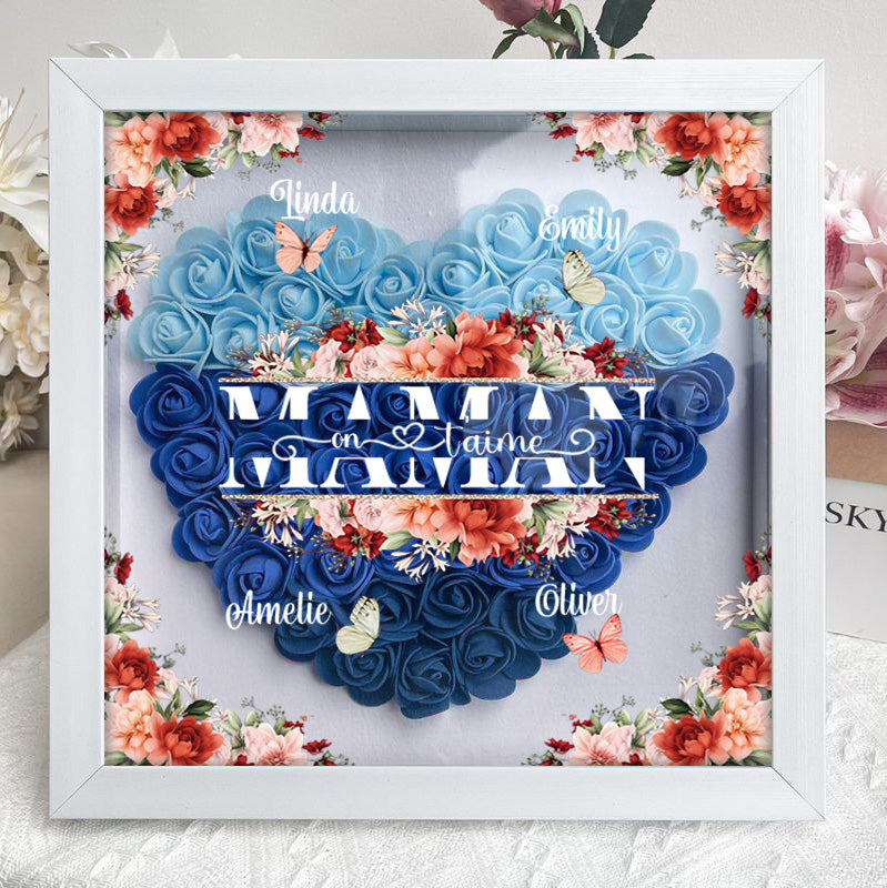 Boîte à fleurs papillon personnalisée avec le nom de la mère et de l'enfant