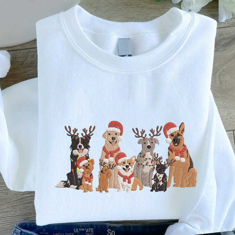 Sweat-shirt en peluche d’hiver famille de chiens amusants