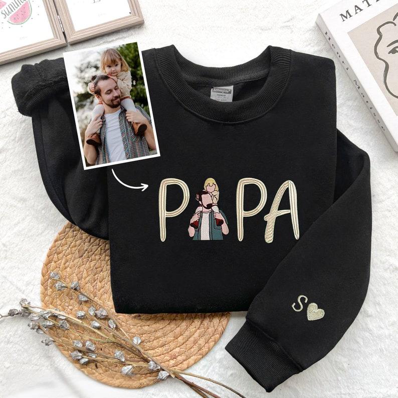 Sweat brodé papa personnalisé, sweat personnalisable avec le portrait de papa