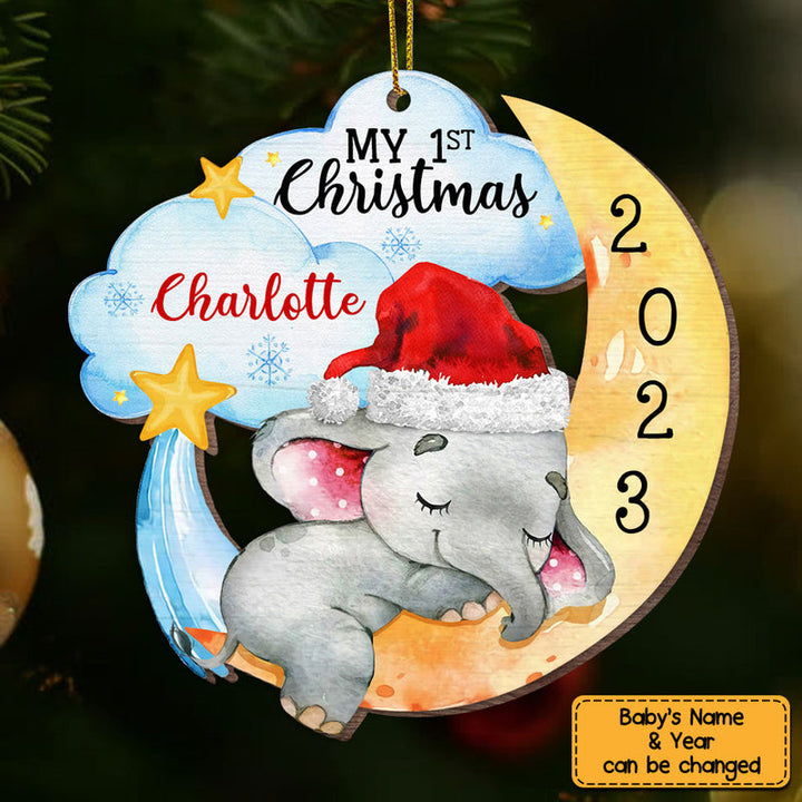 Ornements de Noël personnalisé avec 5 couleurs pour bébé éléphant