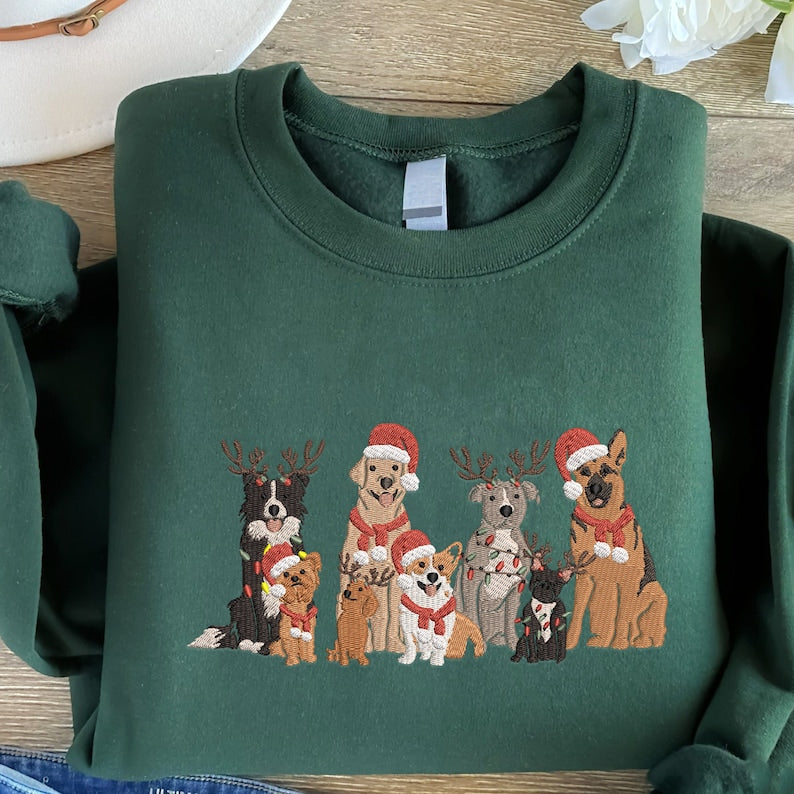 Sweat-shirt en peluche d’hiver famille de chiens amusants