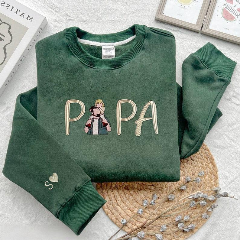Sweat brodé papa personnalisé, sweat personnalisable avec le portrait de papa