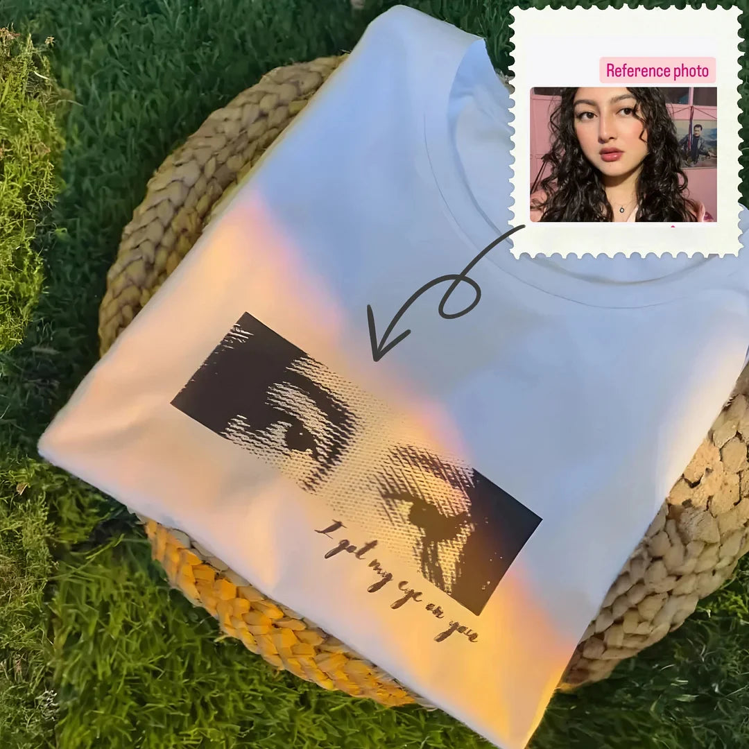T-shirt personnalisé avec yeux pour couple