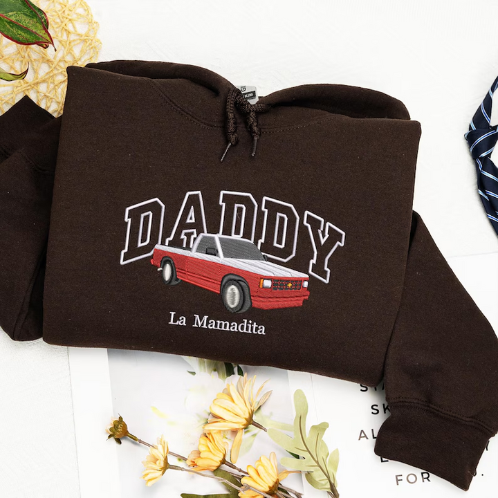 Sweat à capuche/t-shirt/sweat-shirt de voiture brodé pour PAPA