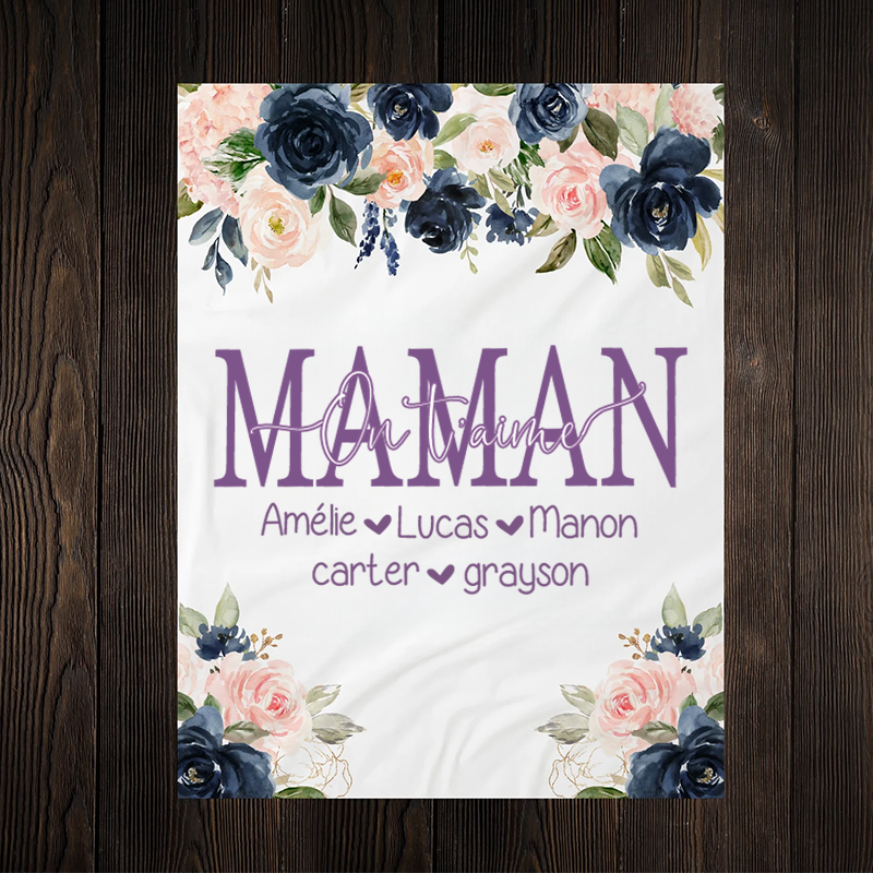 Maman, on t'aime - Couverture florale, cadeau personnalisé pour maman