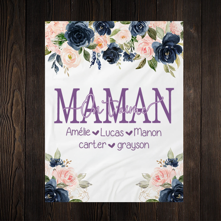 Maman, on t'aime - Couverture florale, cadeau personnalisé pour maman