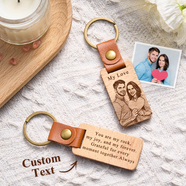 Porte-clés en bois avec photo personnalisée